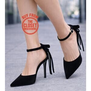 ZARA Black Pointed Toe High Heels with Back Bow NWT – Size 9